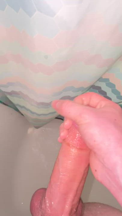 Stroking [M]y cock in the shower for you
