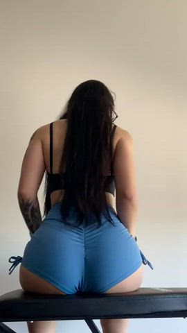 Asian Ass Big Ass Brunette Clothed Glasses Shorts Smile Tattoo clip