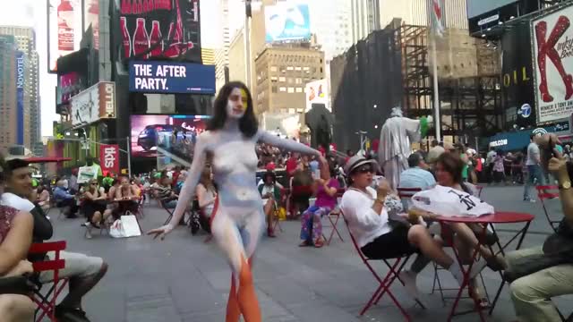 nude body painting .time square NYC 2015 on Vimeo.MP4