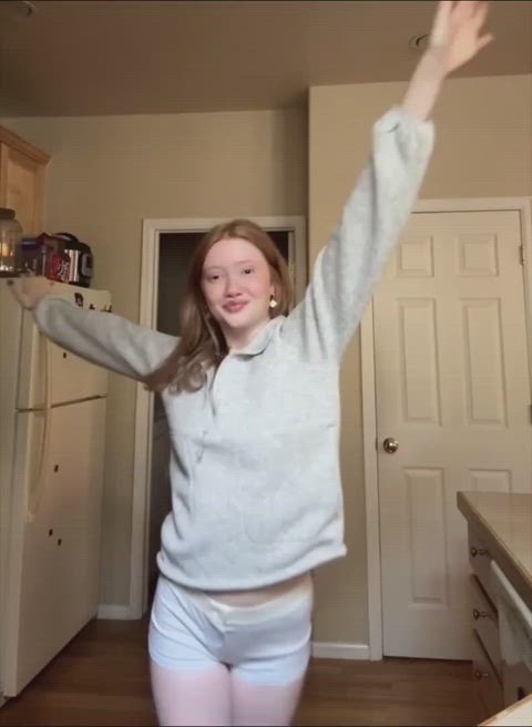 18 years old asmr ass extra small pale redhead skinny thigh gap tight ass tiktok