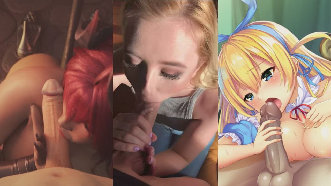 3D Blowjob Hentai Split Screen Porn clip