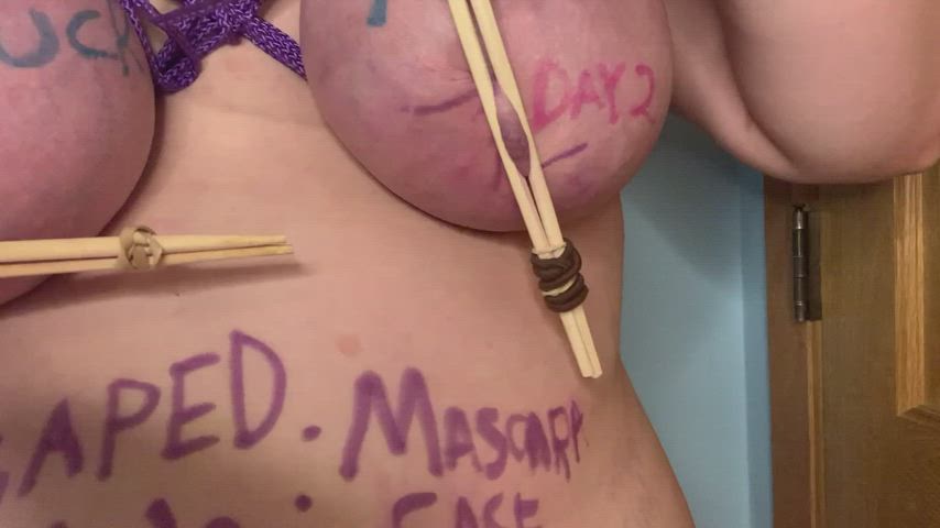 Tortured my tits like a good little pain slut