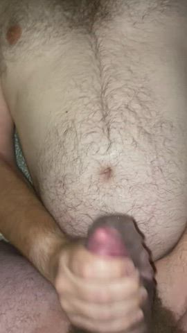 My husband and I frotting. He drops his thick load all over my and then I cum on