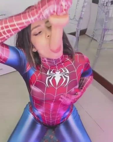 ahegao babe brunette cosplay dildo distension gagging latina throat fuck clip