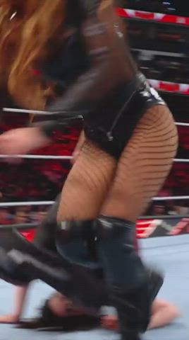 ass fishnet thick thighs wedgie wrestling clip