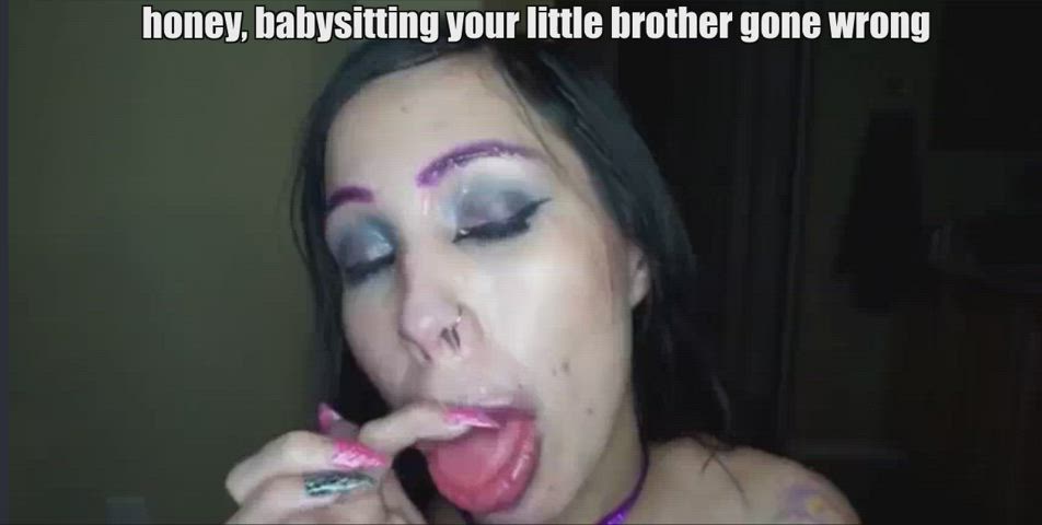 babysitter big tits brother caption cheating cuckold cum cum swallow facial clip