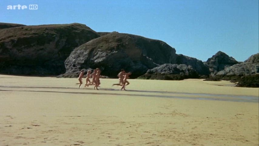 beach french group nudist vintage clip