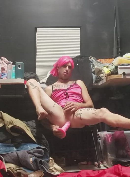 Anal Crossdressing Dildo Femboy Pink Sissy clip