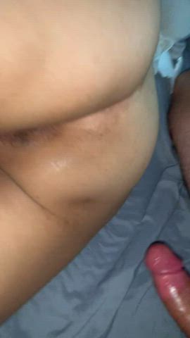 Gaping this hairy pussy with my fat hairy cock
