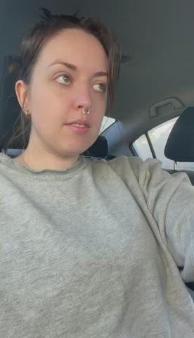 Showing my boobs while I wait at the store