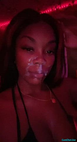 amateur cum cumshot ebony facial clip