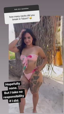 Latina Big Ass Ass Booty Thick Tattoo Beach Bikini clip