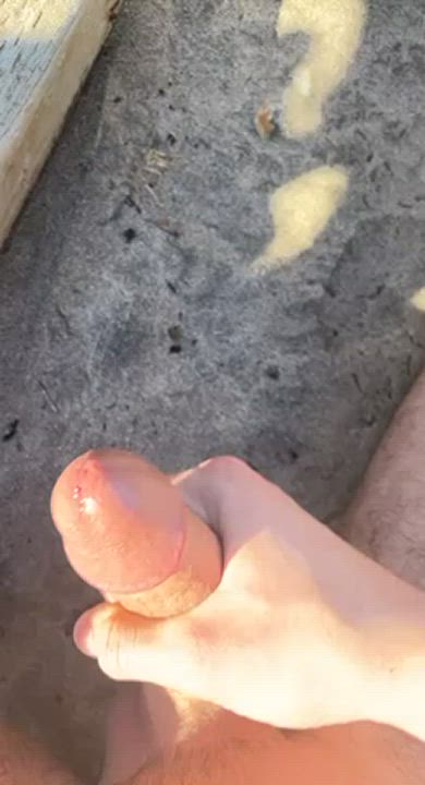 Jerking off at a nude beach