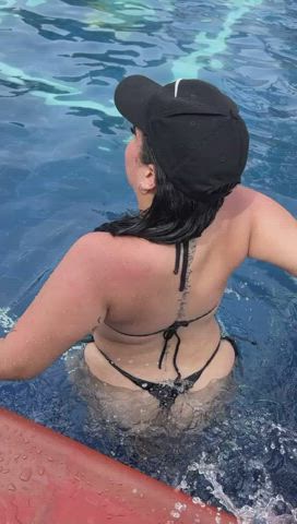 ass big ass bikini latina nsfw outdoor pool tattoo thong clip