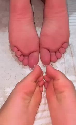 Imagine our pretty feet teasing your big cock