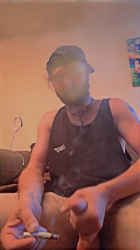 amateur big dick clothed clothing cock homemade male masturbation masturbating smoking