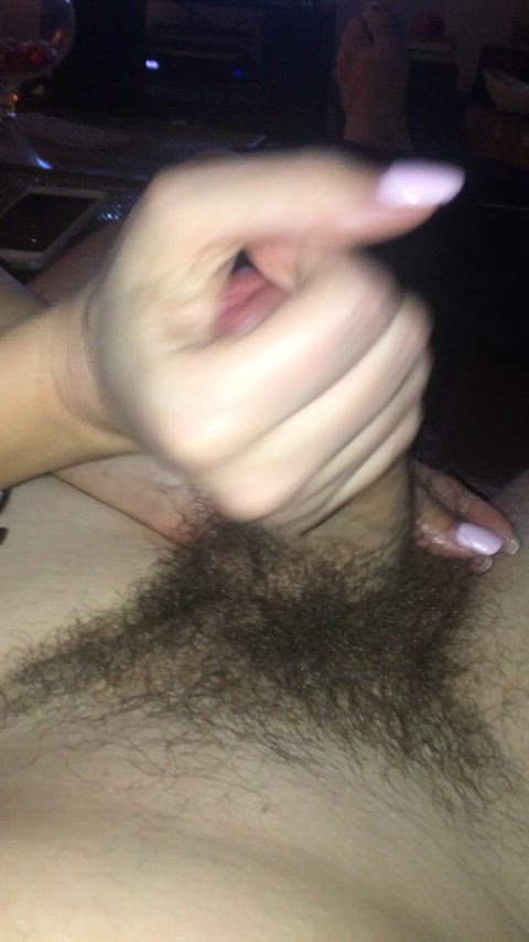 Wifey jerking off our friend. Would you like one next?