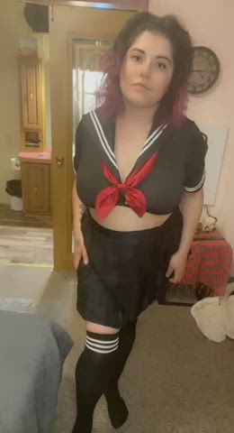 goth schoolgirl tease clip