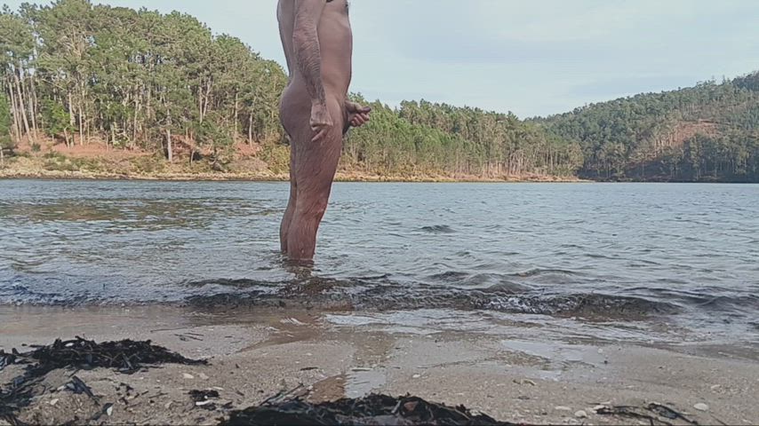 beach erection male masturbation masturbating nudist outdoor wet clip