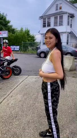 Asian Big Tits Flashing Public clip