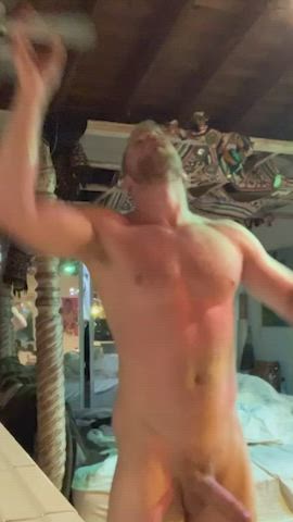 foreskin gay naked solo uncut workout clip