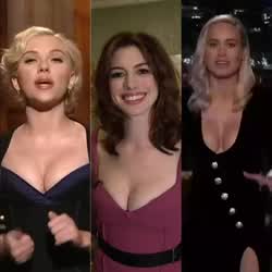The Holy trinity of superhero tits (Scarlett, Anne &amp; Brie)