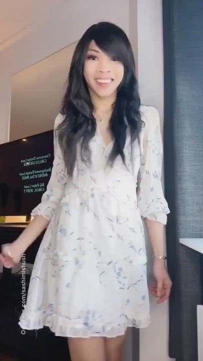 Asian Cock Dress Tease Trans clip