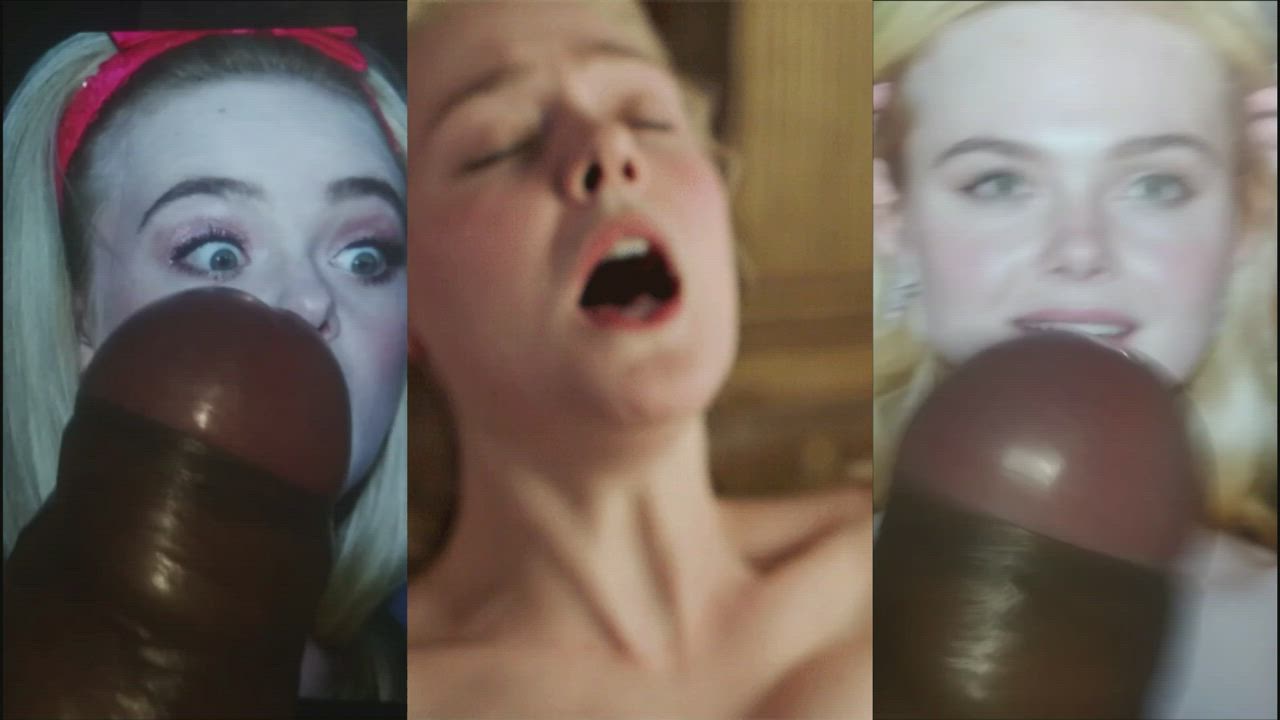 Elle fanning couldn't take the cock slaps on her pale face.