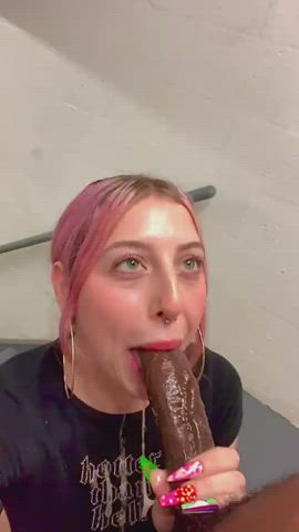 bbc big dick blowjob deepthroat public teen clip