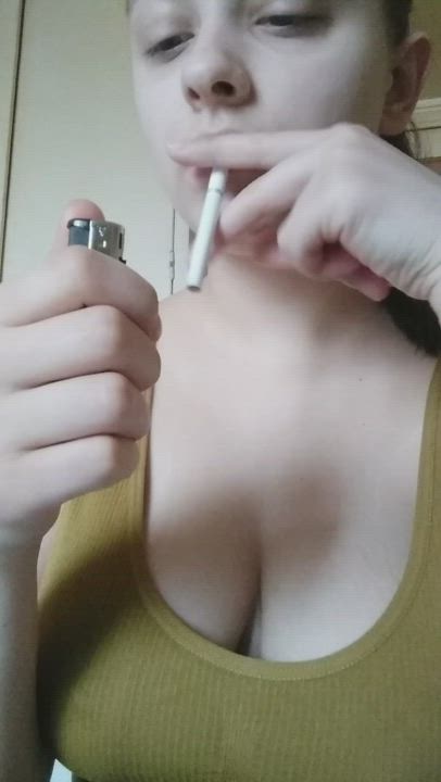 Big Tits Clothed Smoking clip