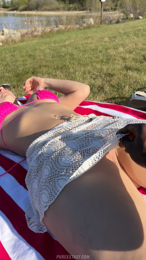 amateur beach flashing pov public pussy real couple clip