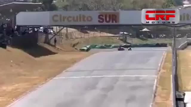 Motorcycle rider gets taken out by another rider