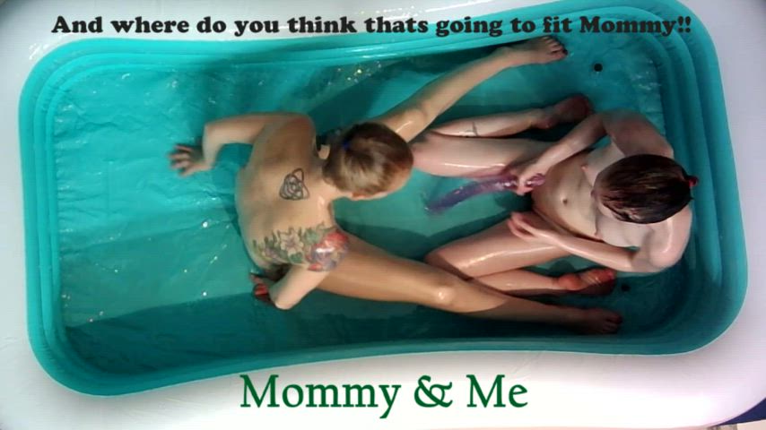 Hey Mommy just because we are all oiled up doesn't mean that's going to fit