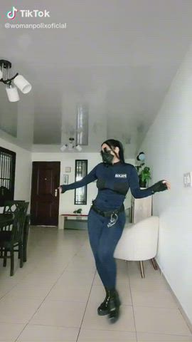 booty cosplay curvy dancing latina police tease tiktok uniform clip