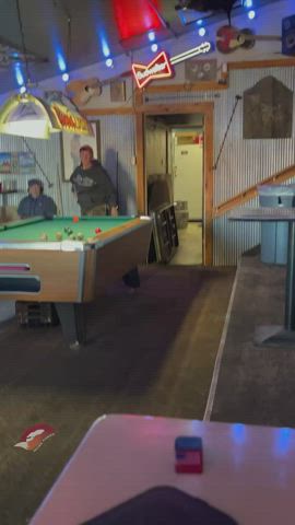 We turn everyone’s heads when we shoot pool at our local dive bar. Happy Labor