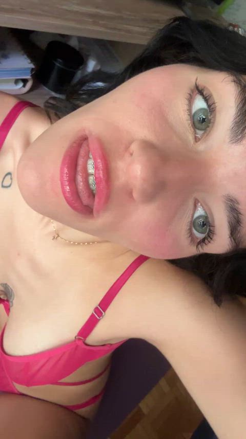 long tongue spit tongue tongue fetish braceface latinas clip