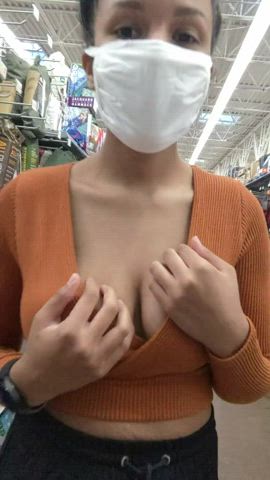 18 years old big tits boobs caught exhibitionism exhibitionist flashing public tits