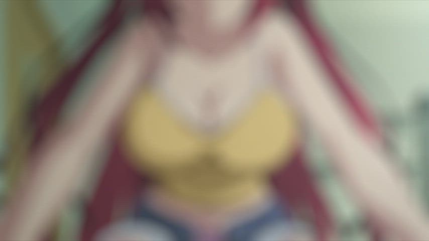 anime boobs bouncing tits ecchi grinding shorts clip