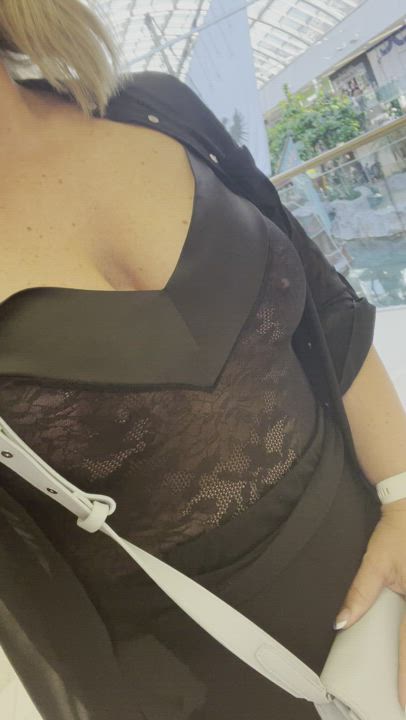 See through July at the mall! So many people liked my top! [f]