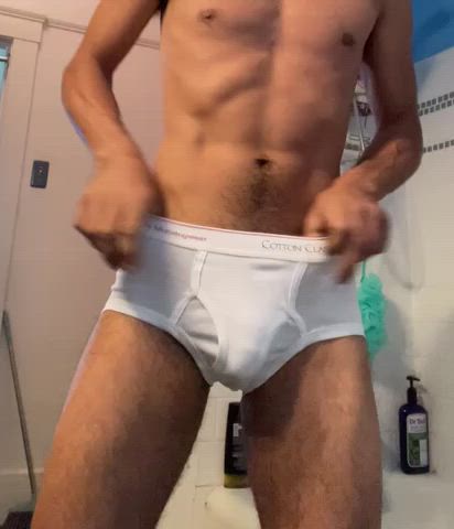 Trying on these rare vintage tighty whities by Munsingwear. Whatcha think? I kinda
