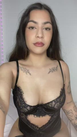 babe big tits boobs brunette latina lingerie natural tits tits clip