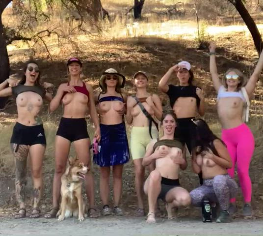 Wishing we could just continue on our hike topless