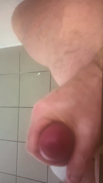 Jerking in a public restroom