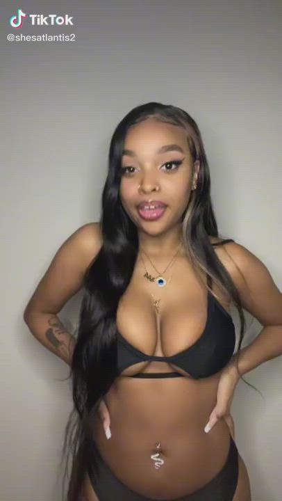 19 Years Old Barely Legal Bouncing Tits Cum Ebony TikTok Tits clip