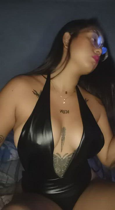 Bouncing Tits Domme Ebony Nipple Piercing Pierced Tattoo clip