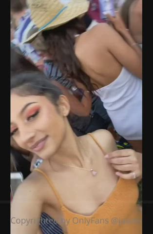 cute flashing latina public pussy teen tits clip