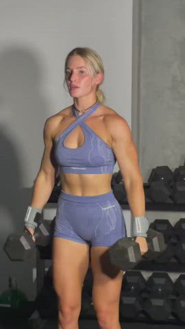 Australian Blonde Workout Fitness Gym Blue Eyes Slow Motion clip