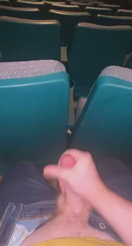 Not a great cumshot, but being alone in a theater I couldn't resist
