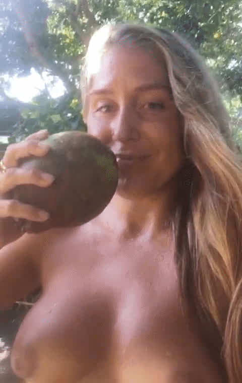 fresh coconut milk dripping from my chin [f]