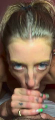 blonde blowjob blue eyes sucking clip